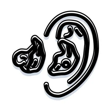 Human ear with a hearing aid device Stock Illustration