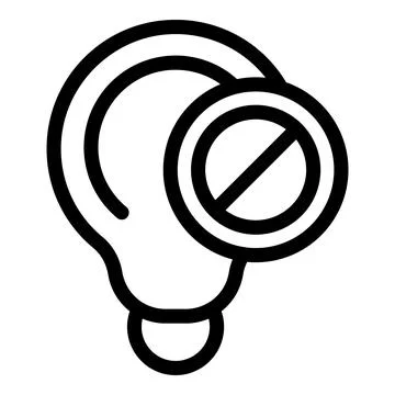 Human ear with hearing problem represented by crossed out earphone icon Stock Illustration