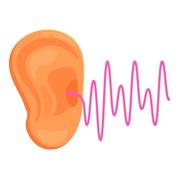Human ear hearing sound wave vibrating through auditory canal Stock Illustration