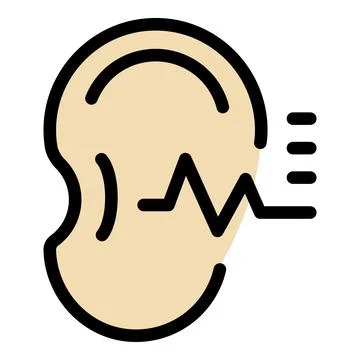 Human ear hearing sound wave icon representing auditory perception Stock Illustration