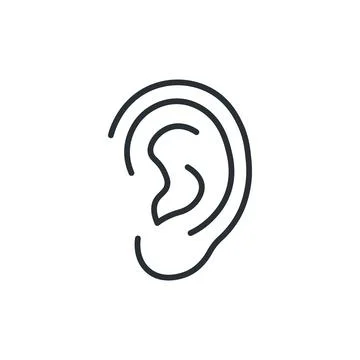 Human ear line symbol. Vector Stock Illustration