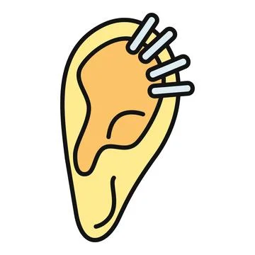 Human ear with multiple cartilage piercings icon Stock Illustration