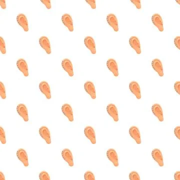 Human ear with multiple piercings seamless pattern Stock Illustration