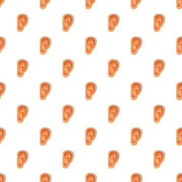 Human ear with multiple piercings seamless pattern Stock Illustration