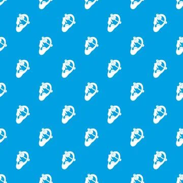 Human ear with piercing pattern seamless blue Stock Illustration