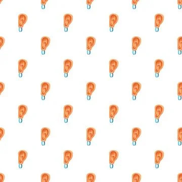 Human ear with piercing pattern on white background Stock Illustration