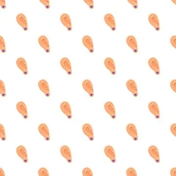 Human ear with piercing seamless repeating pattern Stock Illustration
