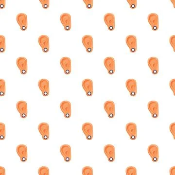 Human ear with piercing seamless repeating pattern Stock Illustration