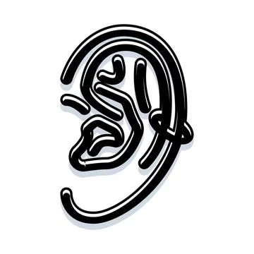 Human ear with piercing stylized line art Stock Illustration