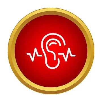 Human ear receiving sound wave signal icon Stock Illustration