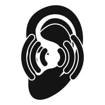 Human ear receiving sound waves concept listening icon Stock Illustration