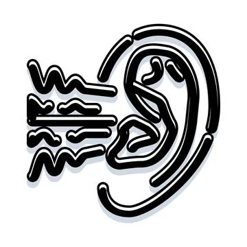 Human ear receiving sound waves concept illustration Stock Illustration