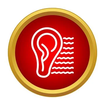 Human ear receiving sound waves icon Stock Illustration