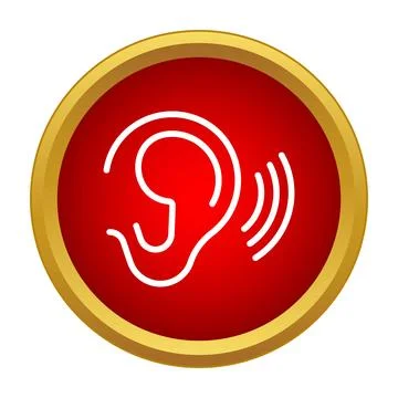 Human ear receiving sound waves icon design Stock Illustration