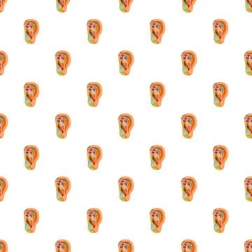 Human ear reflexology points seamless pattern background Stock Illustration
