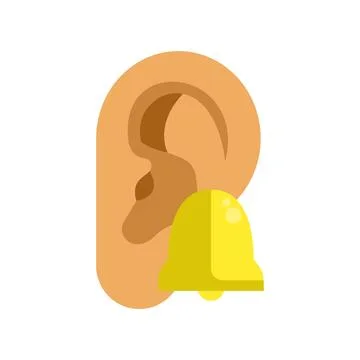 Human ear with ringing bell icon for tinnitus alert Stock Illustration
