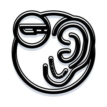 Human ear with scalpel and cochlear implant icon Stock Illustration