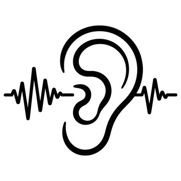 Human Ear with Sound Wave Pulse Icon Stock Illustration
