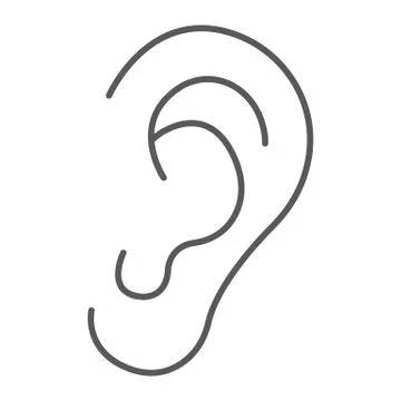 Human ear thin line icon, anatomy and biology Stock Illustration