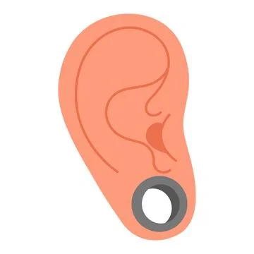 Human Ear tunnel piercing. flat style Vector color illustration Stock Illustration