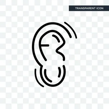 Human Ear vector icon isolated on transparent background, Human Ear logo desi Stock Illustration
