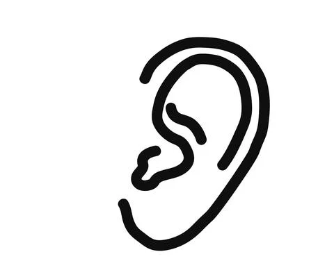 Human ear on a white background. Sketch. Stock Illustration