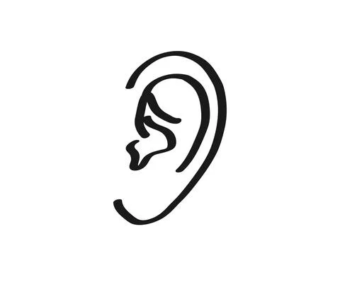 Human ear on a white background. Sketch. Vector Stock Illustration