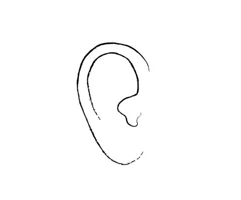 Human ear on a white background. Sketch. Vector Stock Illustration