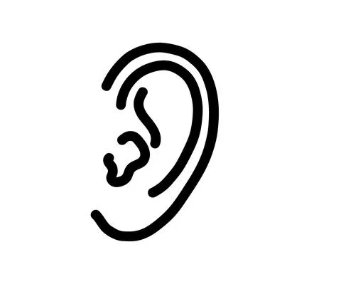 Human ear on a white background. Sketch. Vector Stock Illustration