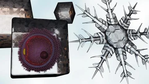 A human egg cell or oocyte inside a block of ice イラスト素材