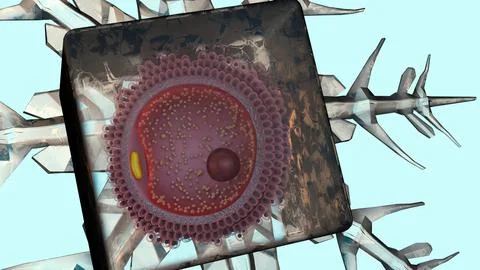 A human egg cell or oocyte inside a block of ice イラスト素材