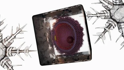 A human egg cell or oocyte inside a block of ice イラスト素材