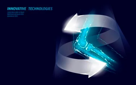 Human elbow joint 3d model vector illustration. Low poly design future Illustrazione stock