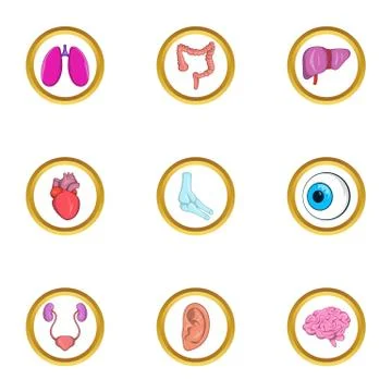 Human elements icon set, cartoon style Stockillustratie