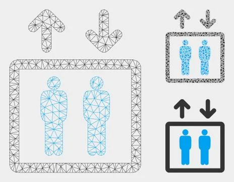 Human Elevator Vector Mesh Network Model and Triangle Mosaic Icon Stock Illustration