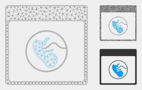 Human Embryo Calendar Page Vector Mesh 2D Model and Triangle Mosaic Icon Illustrazione stock