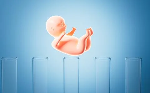 Human embryo model, test tube baby , 3d rendering. Stock Photos