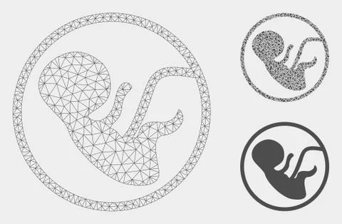 Human Embryo Vector Mesh Carcass Model and Triangle Mosaic Icon イラスト素材