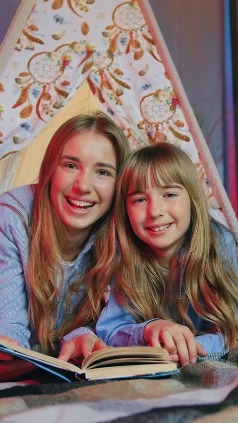 Human emotions concept where adorable positive satisfied friendly eldest and you Stock Footage 331940131