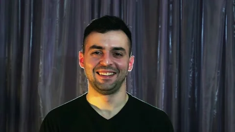 Human emotions, a guy laughs, a man smiles, a person is in a good mood Stock Footage 237273921