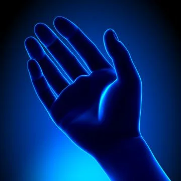 Human Empty Palm - Blue concept Stock Photos