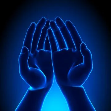 Human Empty Palm - Blue concept Stock Photos
