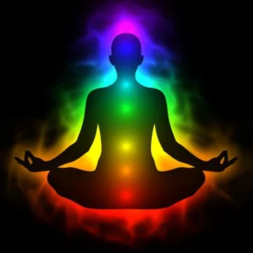 Human energy body, aura, chakra in meditation Stock Illustration