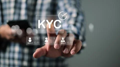 Human engaging in KYC verification, Personal information for identification.. 스톡 사진