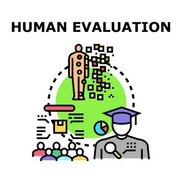 Human evaluation process with data analysis and feedback Stock Illustration