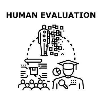 Human evaluation process with data analysis and feedback Stock Illustration