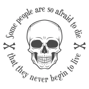 Human evil scull vector. Death quote background. Motivation t-shrt design Stock Illustration