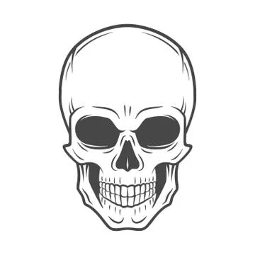 Human evil skull vector. Jolly Roger logo template. death t-shirt design. Pirate Stock Illustration