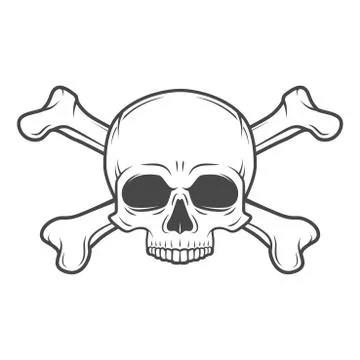 Human evil skull vector. Jolly Roger with crossbones logo template. death t Stock Illustration