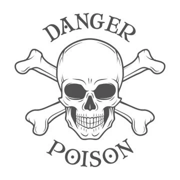 Human evil skull vector. Jolly Roger with crossbones logo template. death t Stock Illustration